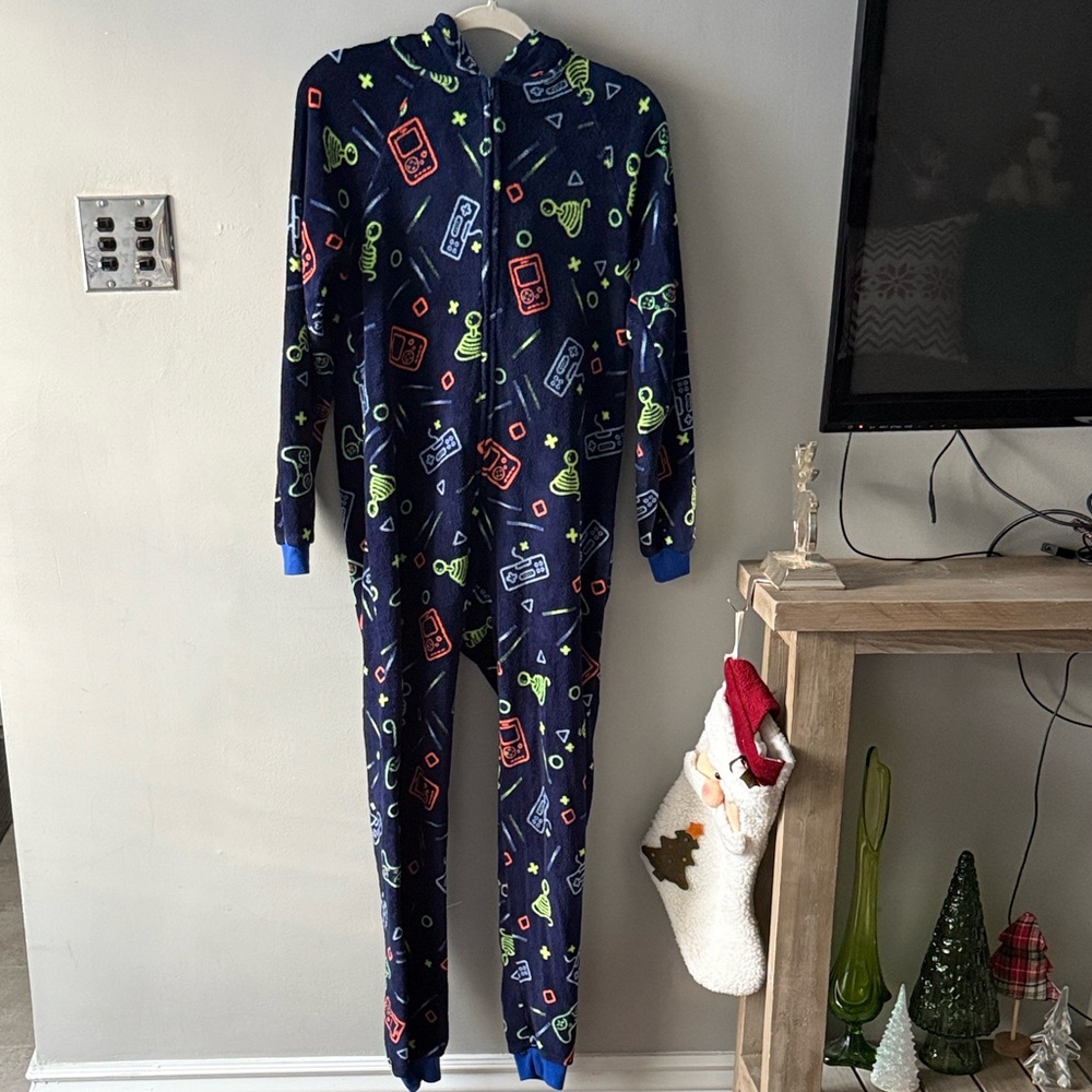 Cat & Jack Blue Gaming Icons Onesie